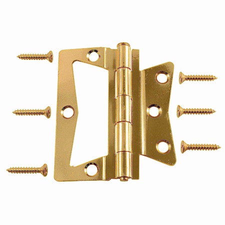 3-1/2 Brass Plated Steel Non-Mortise Hinges 2PK